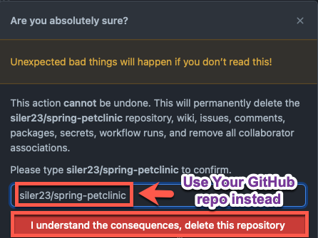 Confirm Repository Delete
