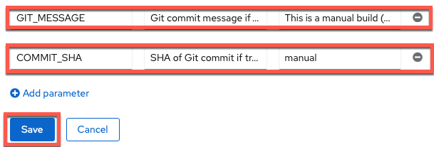 Add Image and Git Parameters