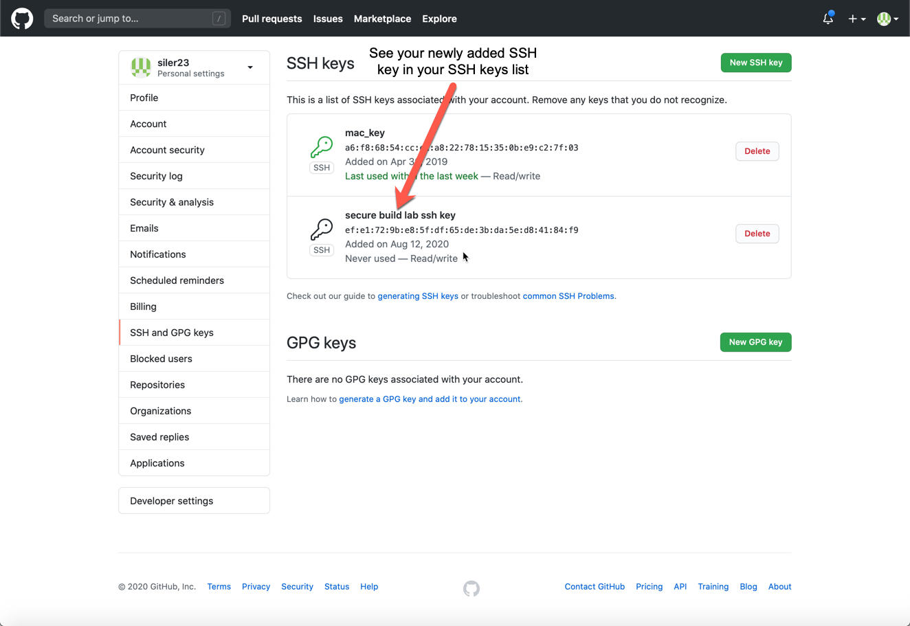 GitHub SSH Key Added