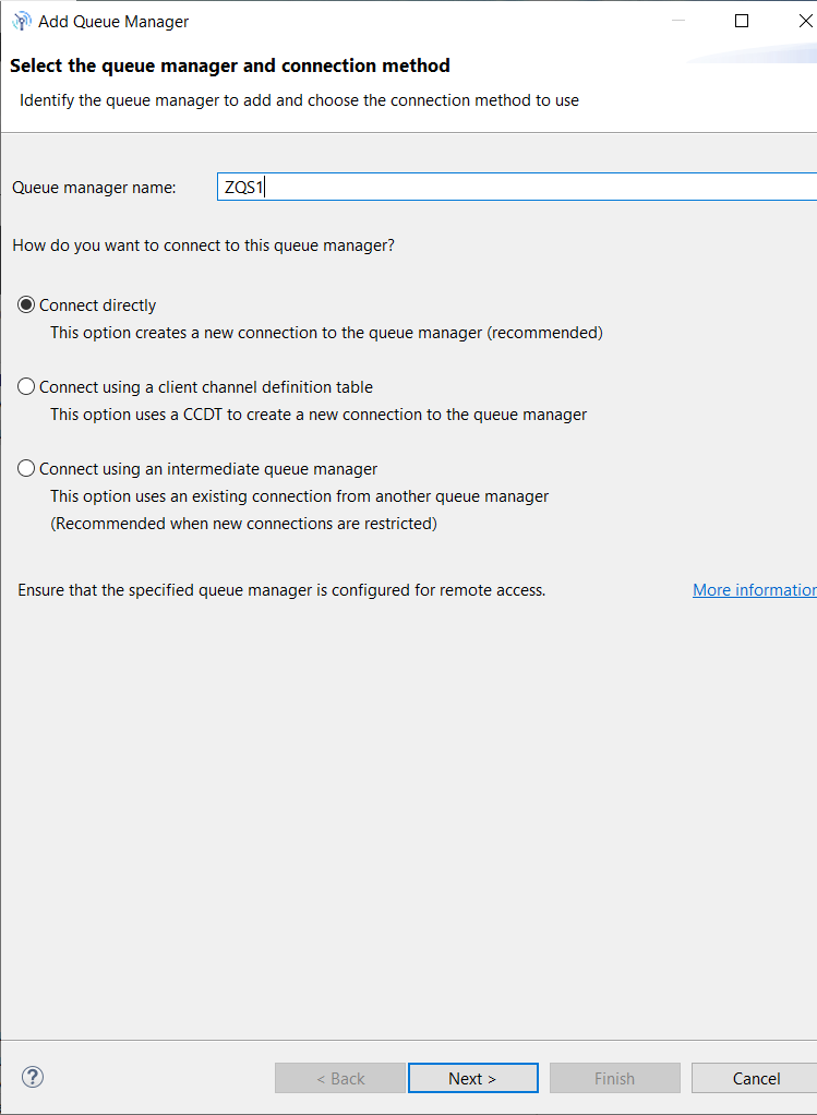 Picture of new remote queue manager setup