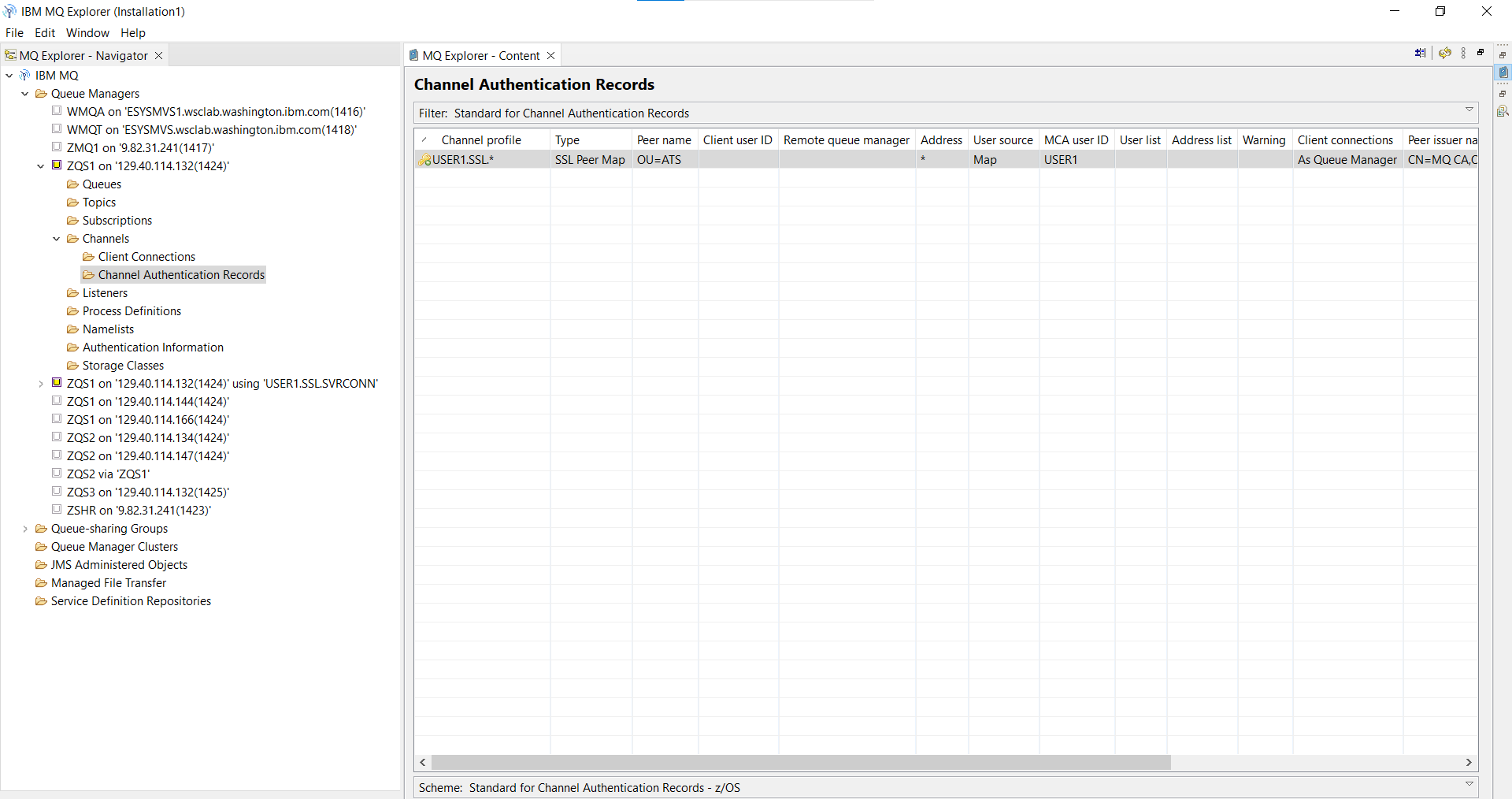 Picture of Channel authentication records list