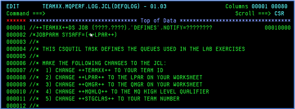 Queue definition job