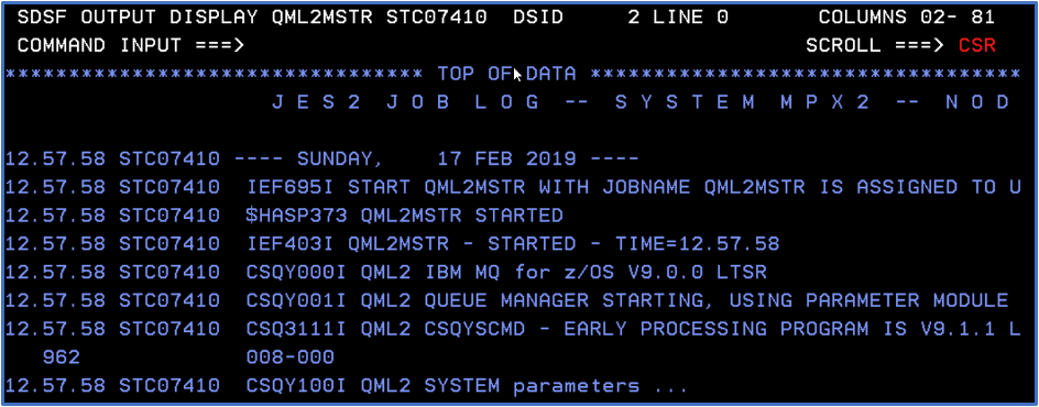 JESMSGLG output