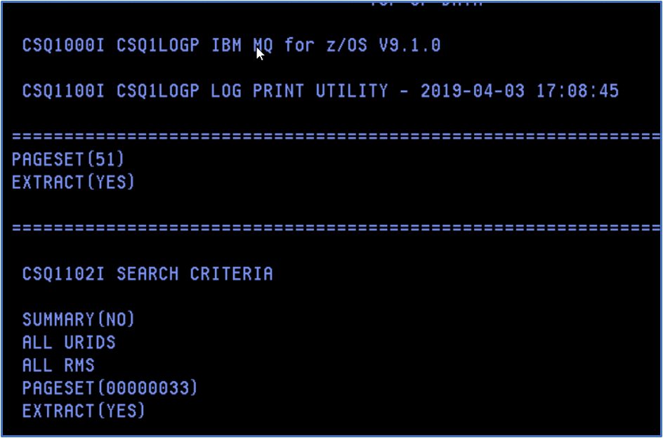 CSQ1LOGP output start