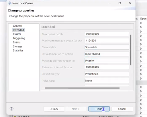 Display of queue properties