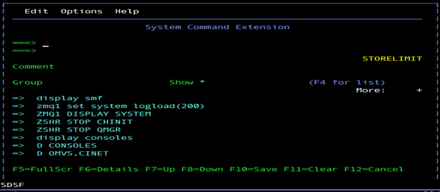 Display of MVS command prompt
