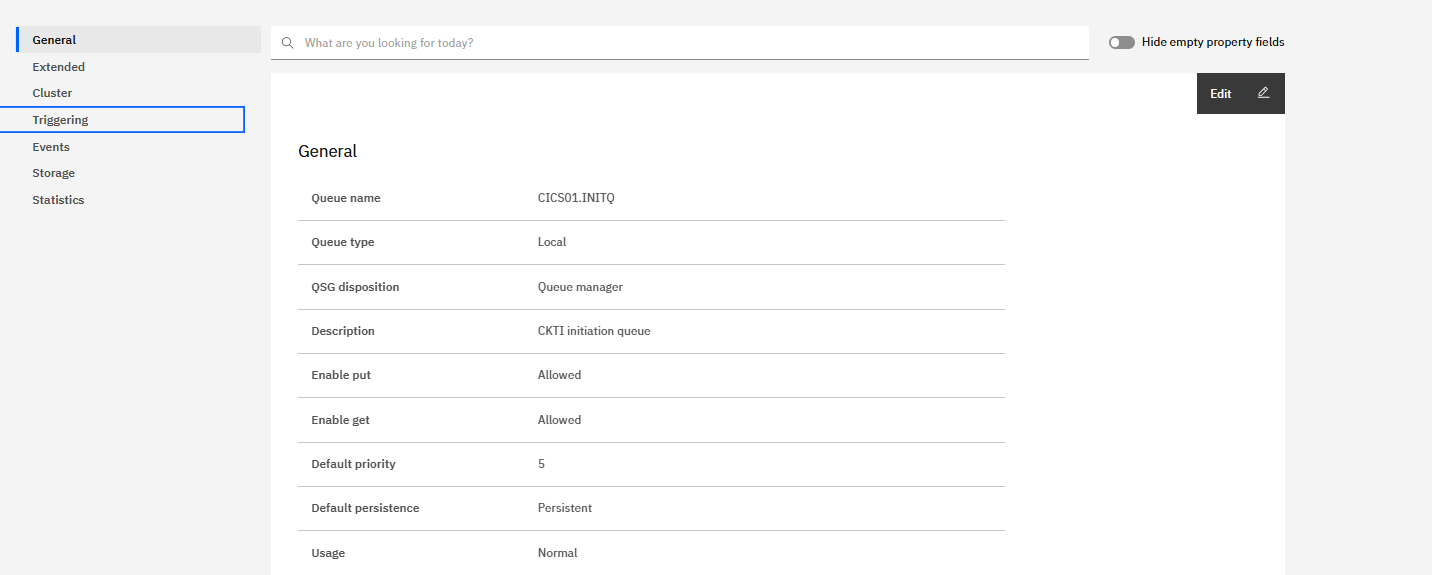 Picture of CICS.INITQ parameters