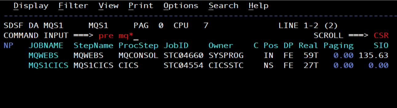 Picture of SDSF CICS address space