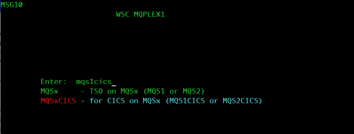 MQS1 PCOMM login page